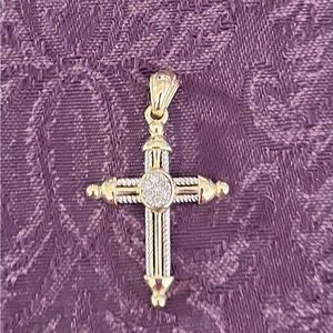 NWT Byzantine 14k Gold Diamond Cross Necklace